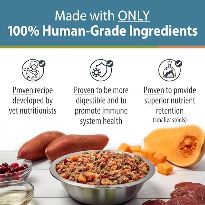 JustFoodForDogs Frozen Fresh Dog Food, Complete Meal or Dog Food Topper, Venison & Squash Human Grade Dog Food Recipe, 18 oz (Pack of 7)