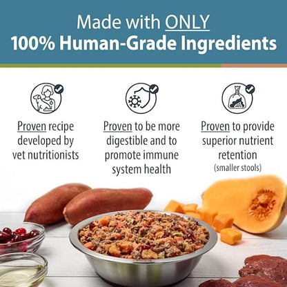 JustFoodForDogs Frozen Fresh Dog Food, Complete Meal or Dog Food Topper, Venison & Squash Human Grade Dog Food Recipe, 18 oz (Pack of 7)