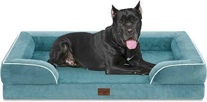 XXL Waterproof Orthopedic Dog Bed for Extra Large Dogs, Orthopedic Foam Dog Sofa Bed with Washable Removable Cover & Non-Slip Bottom(XX-large,Washed Blue)