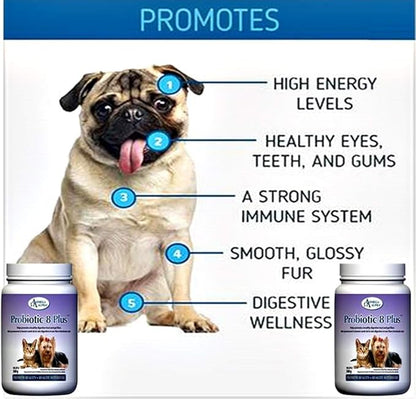 Omega Alpha Pet Probiotic 8 Plus - Probiotics, Enzymes, and Fibre for Better Pet Digestion.-500g