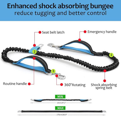 Hands Free Dog Leash Waist Leash for Dog Walking Bungee Leash Dog Running Belt for Medium & Large Dogs, 20-70 lbs Fanny Pack for Walker Hiking Jogging…