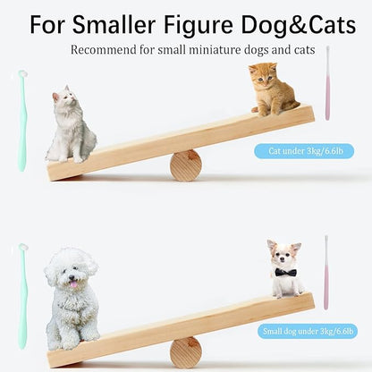 JGocot Small Dog Toothbrush,|Micro Brush Head|Nano Bristle|Soft Pet Toothbrush for Sensitive Gum&Teeth, Dog Teeth Cleaning Kit for Puppy, Kitten, Cats&Miniature Toy Size Dogs-Pink&Purple