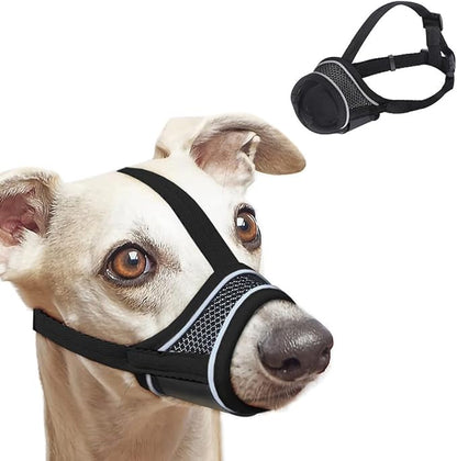 New Dog Muzzle, Breathable Drinkable Mesh Muzzle for Dogs,Anti Biting Barking Chewing,Grooming Muzzle for Dog with Anti-Drop Adjustable Anti-Drop &Shiny Reflective Strap in Night (Black, XXL)