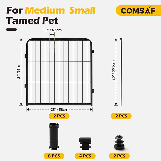 ComSaf Dog Playpen Indoor, 24" Height 2 Panels Metal Dog Fence,Playpen for Medium/Small Dogs, Portable Pet Puppy Playpen for Indoor