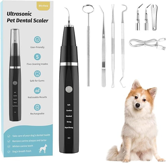 Dog Teeth Cleaning Kit Plaque Remover for Teeth - Pet Puppy Dental Toothbrush Tool-Ultrasonic Cleaner Brushing Care-Teeth Cleaning for Dogs, Dental Tools for Small Large Dogs,Black