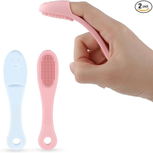 Dog Finger Toothbrush 2 Pack Dog Tooth Brushing Kit Pet Finger Brush Puppy Toothbrush with Food Grade Silicone for Small Medium and Large Dogs Effective Teeth Cleaning