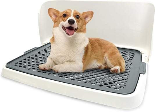 Hamiledyi Dog Potty Tray, Pet Dog Pee Pad Holder, 19"x14" Puppy Training Pad Holder Dog Toilet Pad Mesh Training Toilet Portable Dog Litter Box for Small and Medium Dogs, Puddy,Bunny, Cats (Gray)