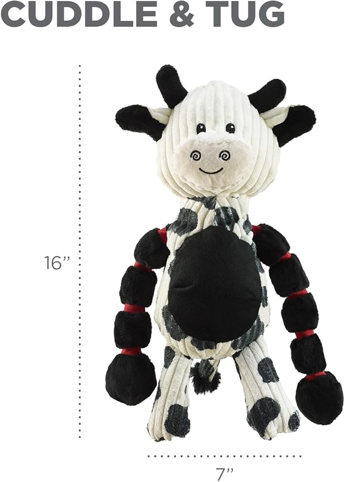 Outward Hound Thunda Tugga Cow Plush & Squeaky Dog Tug Toy