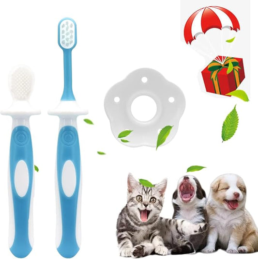 Dog Toothbrush Kit - Pet Toothbrush Pet Finger Toothbrush Use Professionally Set for Dogs/Cats/Puppies/Kittens&Pets for Dental Care (Blue)