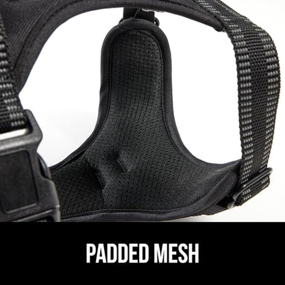Gorilla Grip Comfortable Durable Dog Harness with Handle, Pet Leash Clips on Chest or Back for Walking, Padded Mesh Pets Vest, Adjustable Reflective Straps, Puppy Training, Black