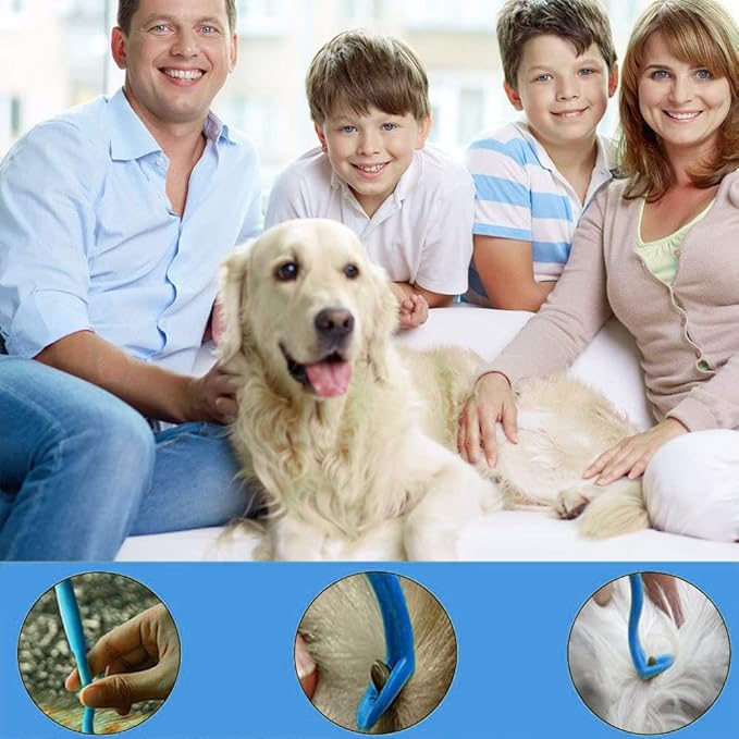 Tick Remover Tool Set(Blue),Remover Flea Combs,Tweezers,Painlessly Tick for Dogs Cats and Humans Pets(5 Pieces)
