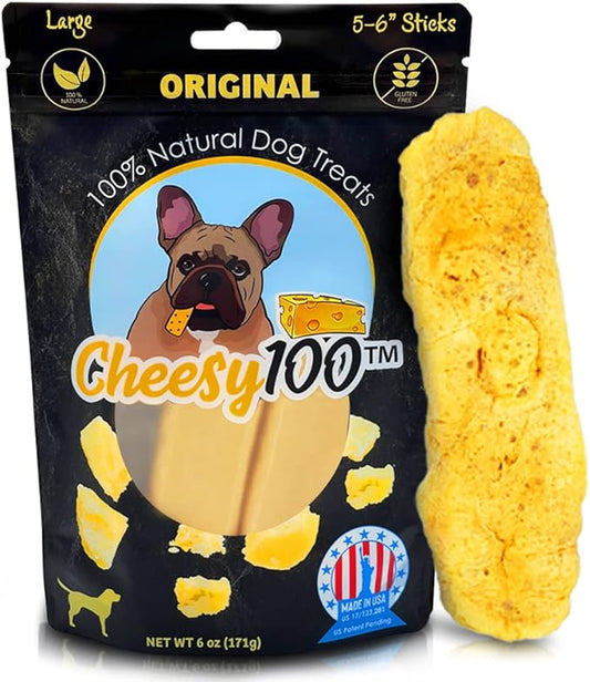 Cheese Dog Chews|US-Crafted for Puppies & Dogs |Softer Natural Alternative to Himalayan Dog Chews & Yak Chews| Salt & Rawhide-Free| Tastier than Yak Chews (2 Large Sticks)