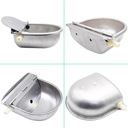 Automatic Animal Drinking Water Bowl 304 Stainless Steel Waterer with Float Valve Farm Dog Dispenser Kit Livestock Water Trough Dispenser for Dog Horse Pig Cow, Goat Waterer