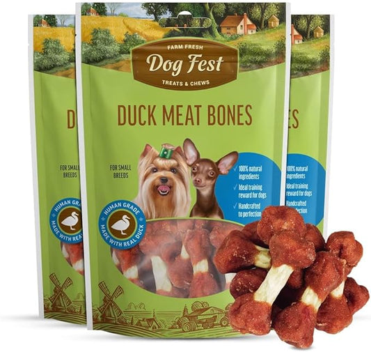 Duck Meat Bones (Pack of 3) - Duck Jerky Dog Treats - Made with Human-Grade, Real Duck & Ingredients - High Protein Duck Treats for Dogs - No Artificial Flavors & Preservatives (Duck Meat Bones)