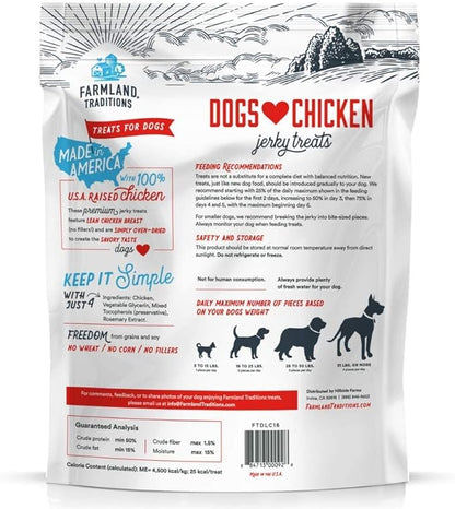Farmland Traditions Filler Free Dogs Love Chicken Premium Jerky Treats for Dogs, 2 lbs. Total (2 Pack-1 lb. Each)