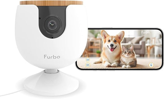 Furbo Mini NEW Pet Camera: Home Security Camera with Barking or Meowing Alerts, Cat or Dog Camera with Phone App, Smart Home Indoor Cam with 2-Way Speaker and Night Vision (No Subscription Required)
