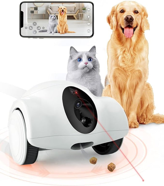 Pet Camera Indoor with Phone App, 360° View Dog Camera with Treat Dispenser 2-Way Audio