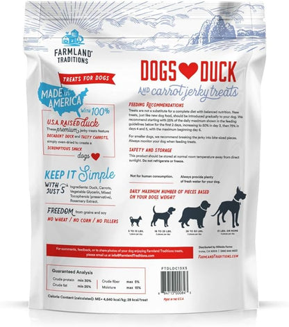 Farmland Traditions Filler Free Dogs Love Duck & Carrot Premium Jerky Treats. (2.5 lb)