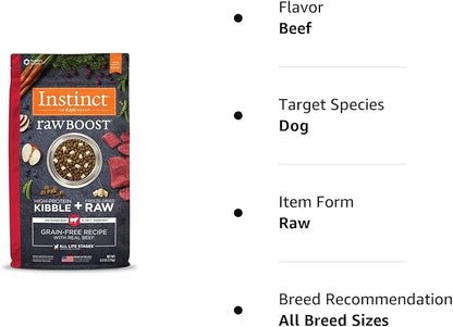 Instinct Raw Boost Grain Free Recipe with Real Beef Natural Dry Dog Food, 4 lb. Bag