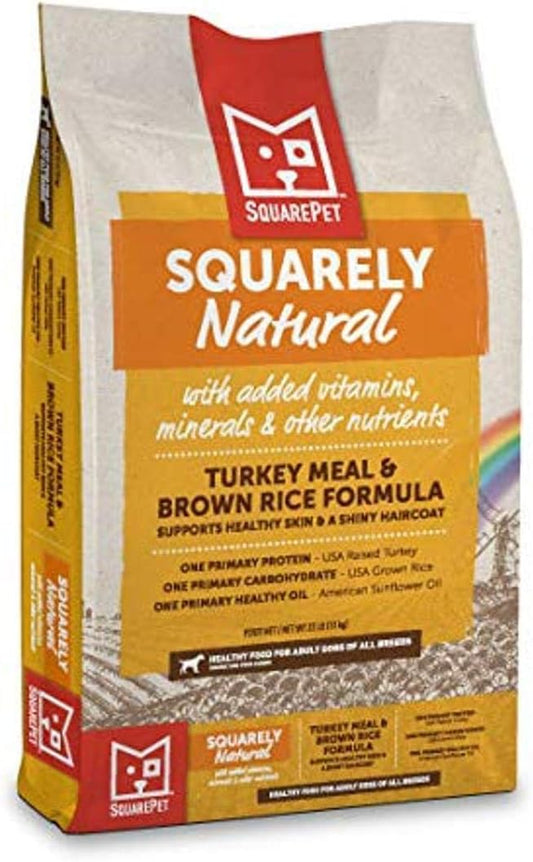 Squarely Natural Turkey Meal & Brown Rice Dry Dog Food 22lbs