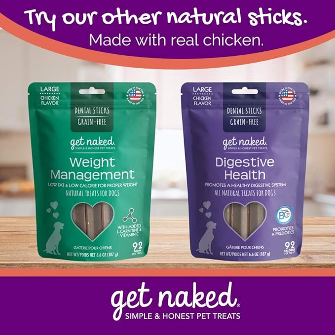 Get Naked Super Antioxidant Dental Chew Sticks For Dogs, Large/6.6-Ounce, 6 Sticks/Pack