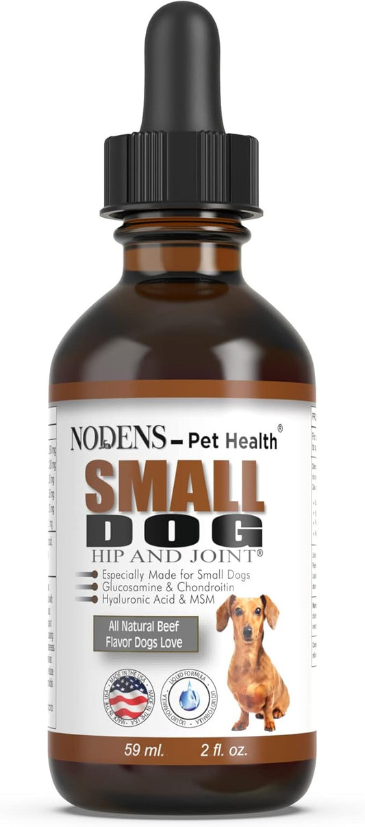 NODENS Small Dog Hip and Joint Liquid Glucosamine for Dogs with Chondroitin & MSM Hyaluronic Acid - Dog Joint Supplement for Dog Joint Flexibility - Glucosamine Natural Pain Relief for Dog Arthritis