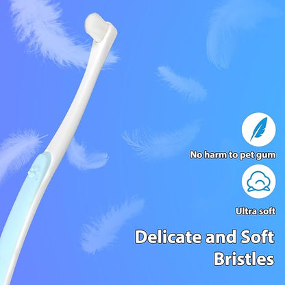 Qianyu 4 Pcs Small Dog Toothbrush Micro Brush Head Nano Soft Bristle Comfort Grip Gentle Pet Toothbrush for Puppy Kitten Sensitive Gum and Teeth Cats Dogs Teeth Cleaning Dental Care