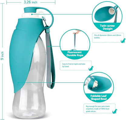 Dog Water Bottle for Walking, Pet Water Dispenser Feeder Container Portable with Drinking Cup Bowl Outdoor Hiking, Travel for Puppy, Cats, Hamsters, Rabbits and Other Small Animals 20 OZ