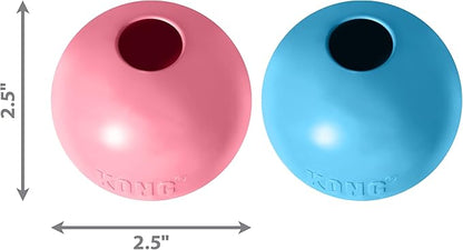 KONG Puppy Ball w/Hole - Soft & Durable Activity Ball for Puppies - Dog Toy Supports Healthy Exercise & Interactive Play - Dog Toy for Natural Teething - for Small Puppies - Assorted Colors