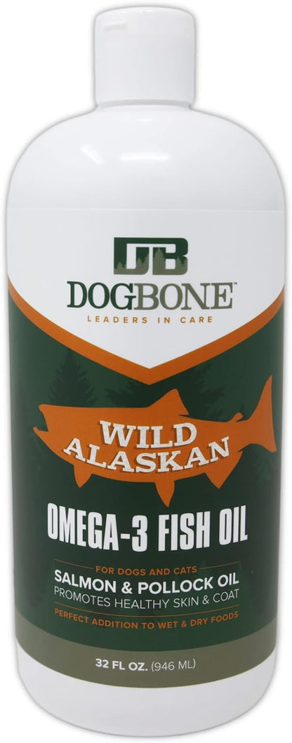 DogBone Wild Alaskan Fish Oil for Dogs 32 oz | Salmon Oil for Dogs | Dog Fish Oil | Omega 3 for Dogs | Dog Joint Supplement | Dogs Vitamins and Supplements | Salmon Oil for Dogs Skin and Coat