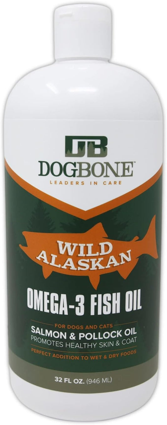DogBone Wild Alaskan Fish Oil for Dogs 32 oz | Salmon Oil for Dogs | Dog Fish Oil | Omega 3 for Dogs | Dog Joint Supplement | Dogs Vitamins and Supplements | Salmon Oil for Dogs Skin and Coat