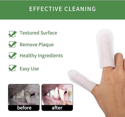 Pet Teeth Disposable Gentle Cleaning Wipes Multifunctional, Finger Toothbrush for Dogs & Cats Bad Breath Eliminator Removing Plaque & Tartar Buildup No-Rinse Gum Care Pet Wipes 55