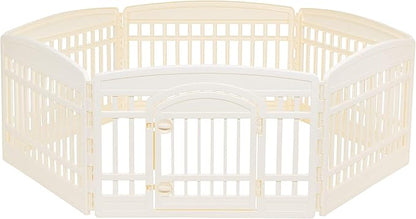 Amazon Basics - Round Dog Playpen, Pet Exercise Pen with Door, 24-Inches, 6 Panel, Beige