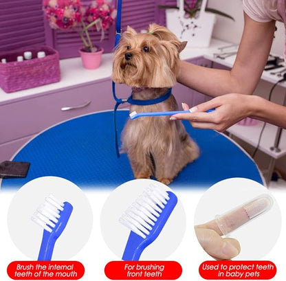 SourceTon Set of 15, Pet Toothbrush Set, 5 Dual Headed Toothbrush Dog Toothbrush and 10 Finger Toothbrush, for Dental Care of Dog & Cat