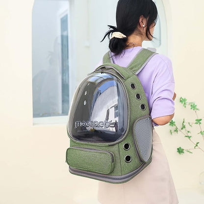 Cat Carrier Backpack Dog Backpack Carrier for Small Dogs Pet Bubble Backpack Bag with Air Holes Airline Approved Travel Carrier Green