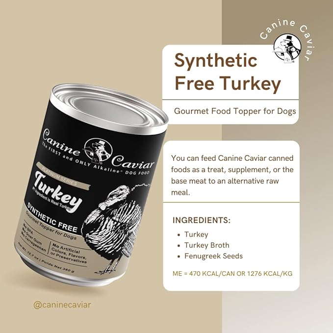 Canine Caviar Wet Dog Food - Turkey Flavored Canned Dog Food 12 Pack (12 oz), Grain and Synthetic Free Gourmet Topper, Wet Dog Food for Small Dogs, Medium Dogs, and Large Dogs