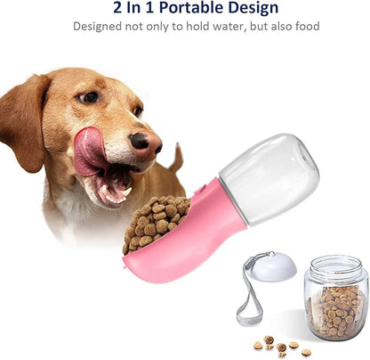 WePet Portable Dog Water Bottle with Food Container, 12 OZ + 6 OZ, Leak Proof Puppy Water Dispenser with Drinking Feeder for Pets Outdoor Walking, Hiking, Travel, Food Grade Plastic