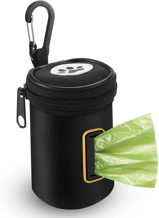 Dog Poop Bag Holder for Leash - Doggy Poop Waste Bag Dispenser Zipper Pouch with Carabiner Clip, 1680D Nylon Oxford Poop Bag Dispenser for Leashes Doggy Poop Bag Holder for Travel, Dog Walking, Park
