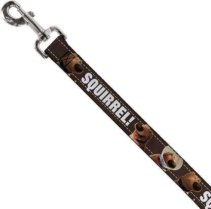 Buckle-Down Pet Leash - Dug 3-Poses/SQUIRREL! Brown/Yellow/White - 4 Feet Long - 1.5" Wide