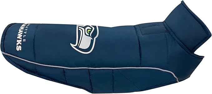 NFL New Seattle Seahawks Puffer Vest for Dogs & Cats, Size Large. Warm, Cozy, and Waterproof Dog Coat, for Small and Large Dogs/Cats. Best NFL Licensed PET Warming Sports Jacket