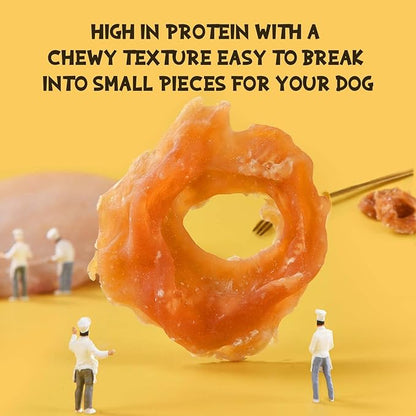 ASMPET Chicken Jerky Dog Treats, Chicken Rings Small Training Chewy Snacks, High Protein All Natural Limited Ingredient Soft Chewy Treats for Small Medium Large Dogs 11 Ounce