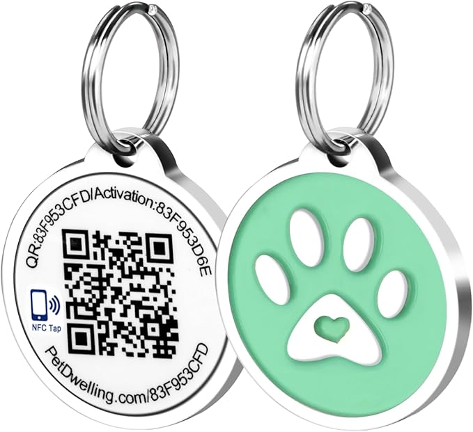 Smart NFC - QR Code Pet ID Tags - Dog Tags and Cat Tags: Instant Online Profile Access and Scan Location Email Alerts