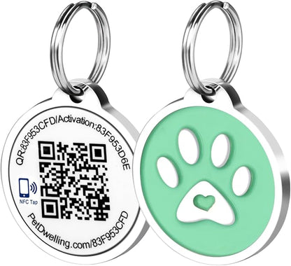 Smart NFC - QR Code Pet ID Tags - Dog Tags and Cat Tags: Instant Online Profile Access and Scan Location Email Alerts