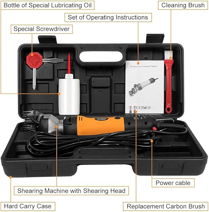 BEETRO 500W, Electric Professional Sheep Shears, Animal Grooming Clippers for Sheep Alpacas Goats and More, 6 Speeds Heavy Duty Farm Livestock Haircut