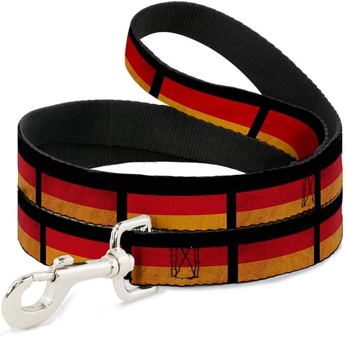 Dog Leash German Flag Distressed 6 Feet Long 0.5 Inch Wide