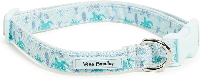 Vera Bradley Women's Recycled Lighten Up Water-repellent Adjustable Pet Collar, Tiny Turtle Dream, Medium