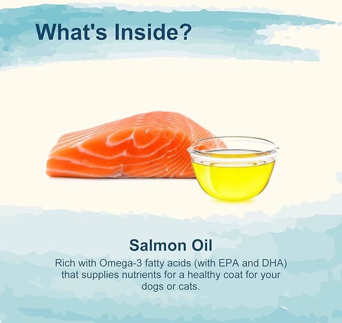 Premium Wild Alaskan Salmon Oil for Dogs & Cats 16oz Skin & Coat Natural Liquid Food Supplement for Pets, Fish Oil, Omega 3, EPA + DHA Fatty Acids for Joint Function, Immune & Heart Health!