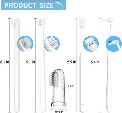 Cat Toothbrush Kit, Dog Toothbrush Kit, Suitable for All Cats and Dogs Dental Care. White, Soft Bristles, Meet All Cleaning Needs, Multi-Functional Dental Cleaning (S)
