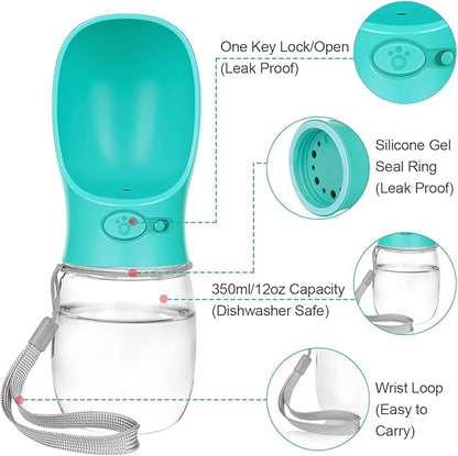 Dog Water Bottle Portable, Leak Proof & Lightweigh Water Bottles for Dogs, Dog Travel Water Bottle with Dog Bowl, Dog Travel Accessories & Dog Walking Accessories,(12oz, Blue)