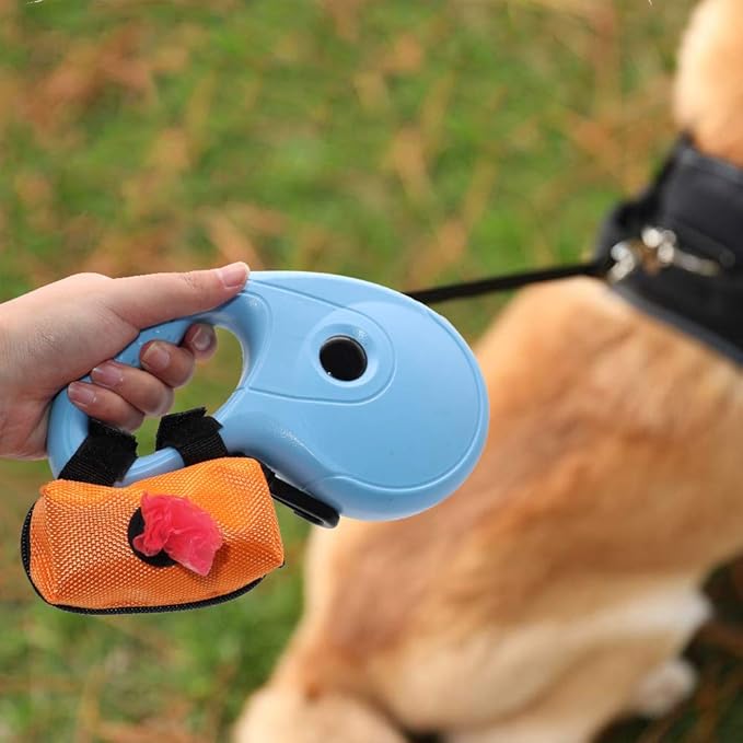 SLSON Pet Waste Bag Dispenser Zippered Pouch,Portable Dog Poop Bag Holder Leash Attachment Lightweight Fabric Bags (Orange)